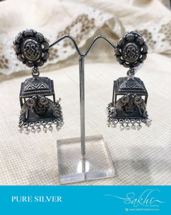 ASDS-22253 - Silver &  Pure Silver  Earring