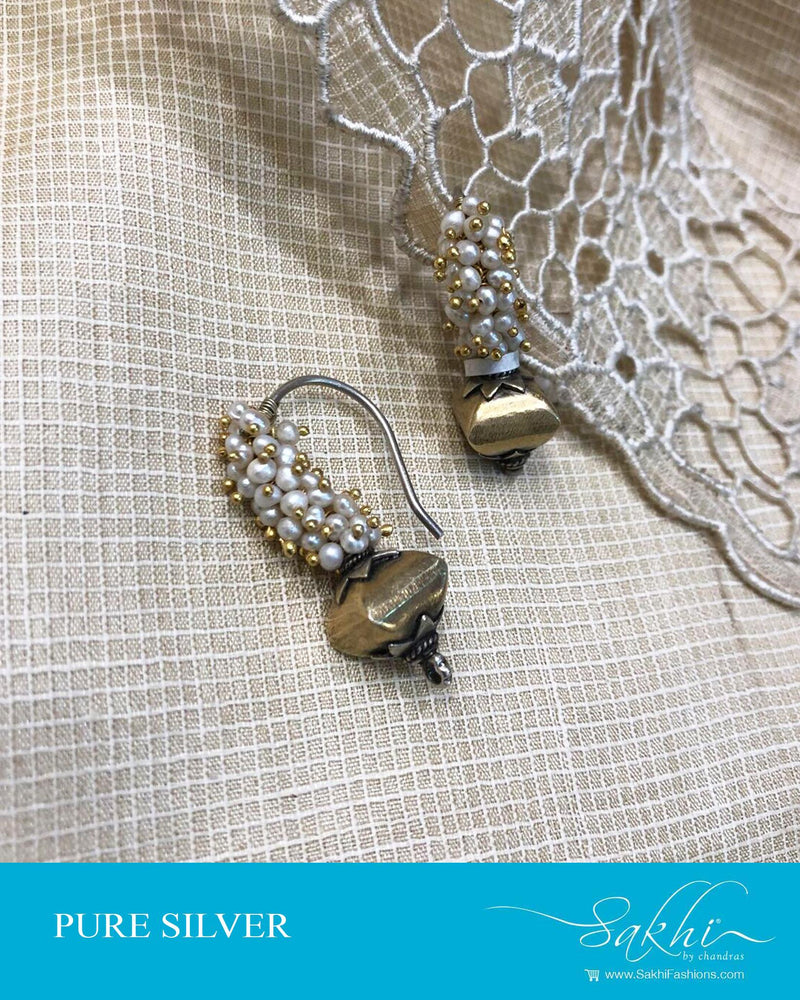 ASDS-29500 - Gold &  Pure Silver  Earring