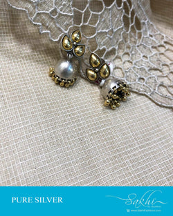 ASDS-31116 - Gold &  Pure Silver  Earring