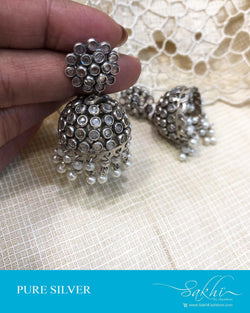 ASDS-31570 - Silver &  Pure Silver  Earring