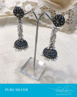ASDS-41530 - Silver &  Pure Silver  Earring
