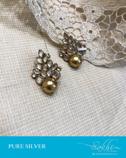 ASDS-61750 - Gold &  Pure Silver  Earring