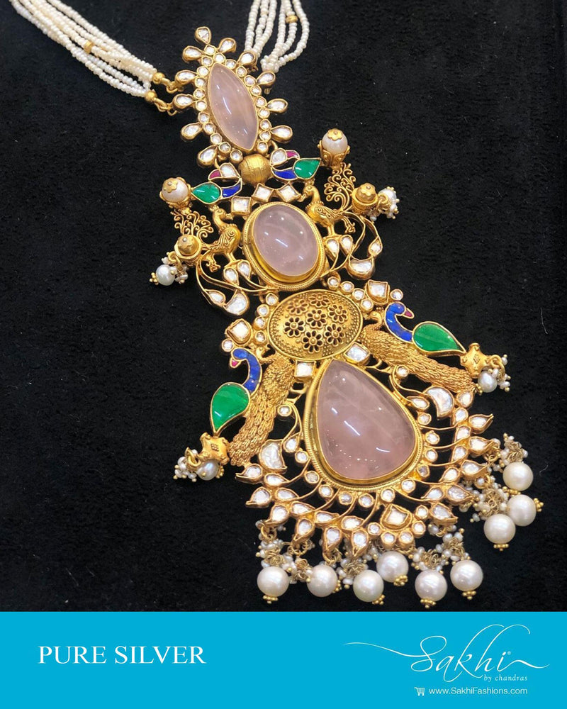 ASDS-90836 - Gold & Pearl Pure Silver  Mala