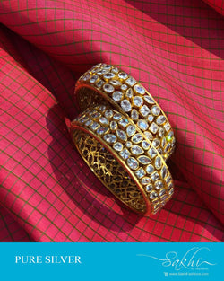 ASDS-90843 - Gold &  Pure Silver  Single Bangle