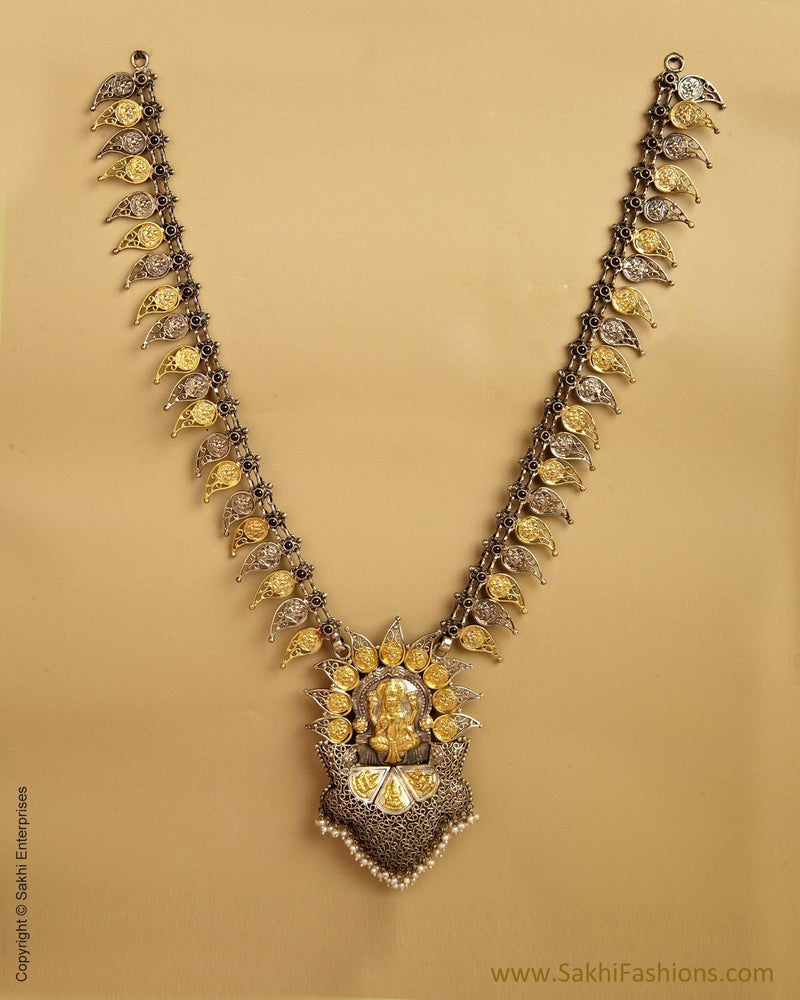 ASMSO-8318 - Grey & Yellow Pure Silver Necklace
