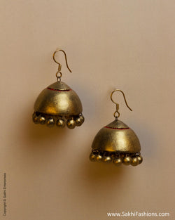 AT-0037 Gold Terracotta Jhumka