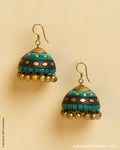 AT-0043 Green & Black Terracotta Jhumka