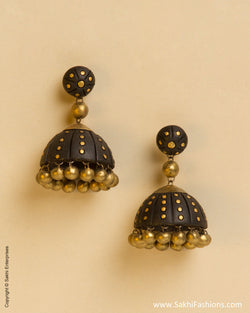 AT-0045 Black Terracotta Jhumka