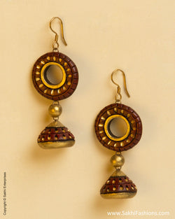 AT-0047 Brown & Gold Terracotta Jhumka