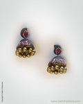 AT-0050 Black & Antique Gold Terracotta Earring