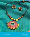 AT-R6563 - Purple  & Gold Terracota Mala & Earring