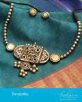 AT-R6571 - Antique  & Gold Terracota Mala & Earring