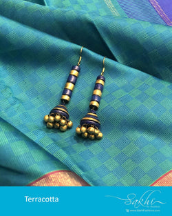 AT-R6612 - Blue & Gold Terracota Earring