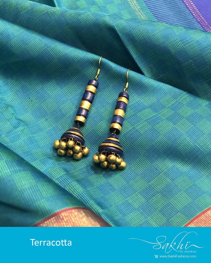 AT-R6612 - Blue & Gold Terracota Earring