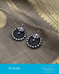 AT-R6613 - Silver  & black Terracota earring