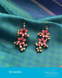 AT-R6623 - Pink & Silver  Terracota Earring