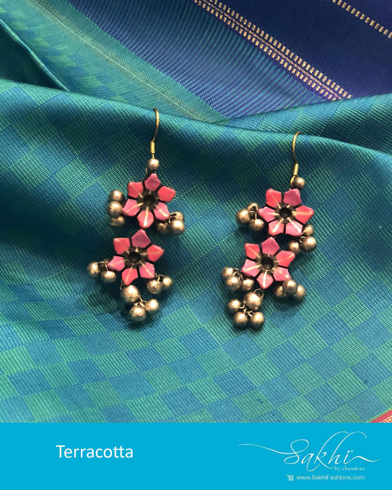 AT-R6623 - Pink & Silver  Terracota Earring