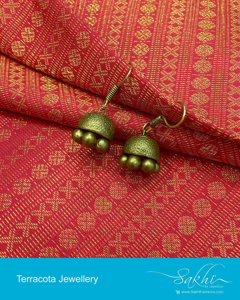 ATDP-16105 - Gold  Hook Hanging Jhumka