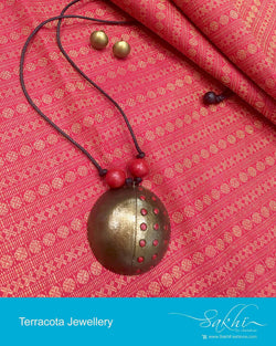 ATDP-16109 - Gold & Red Pendant Set