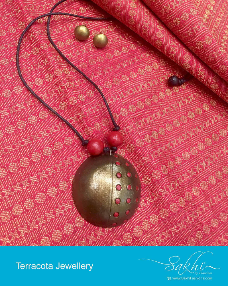 ATDP-16109 - Gold & Red Pendant Set