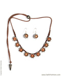 ATDP-21430 - Silver & Orange Terracotta Mala
