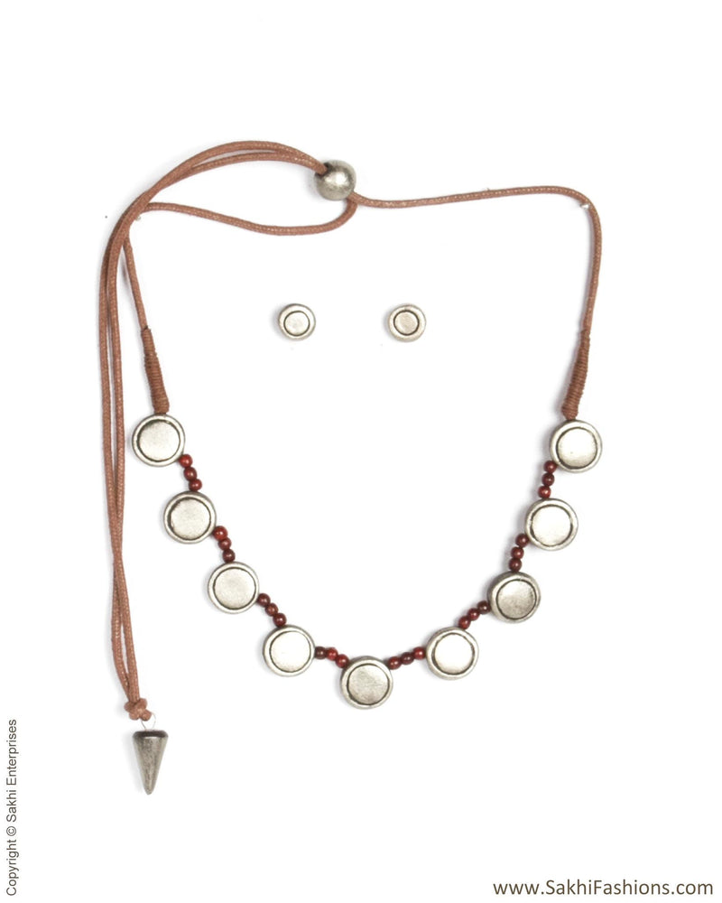 ATDP-21431 - Silver & Black Terracotta Mala
