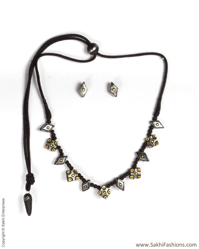ATDP-21439 - Silver & Gold Terracotta Mala