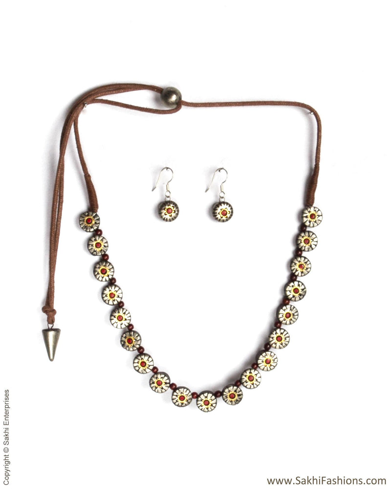 ATDP-21451 - Silver & Gold Terracotta Mala