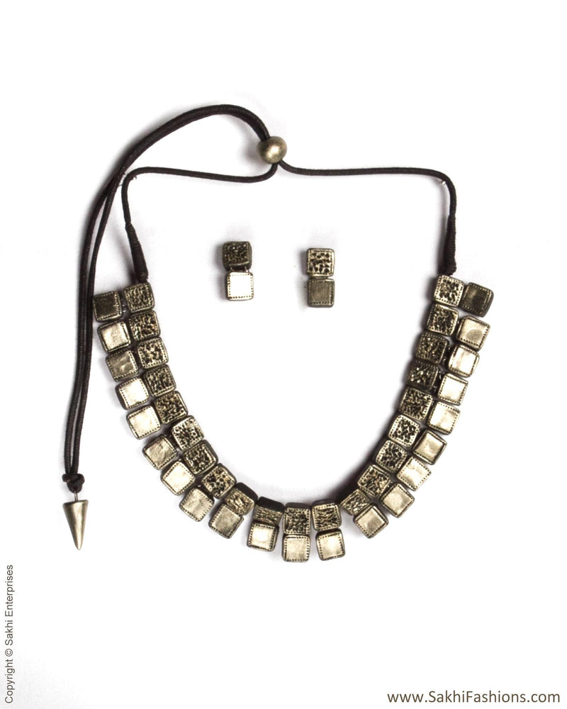 ATDP-21476 - Silver & Black Terracotta Mala