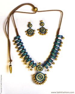 ATDP-21532 - Blue & Gold Terracotta Mala