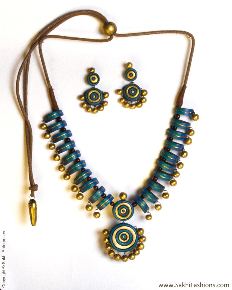 ATDP-21532 - Blue & Gold Terracotta Mala