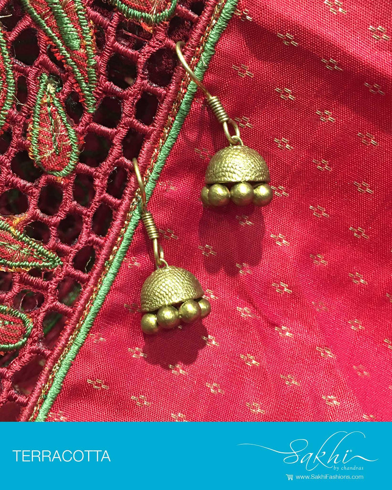 ATDP-5732 - Antique & Gold Terracota Jhumka