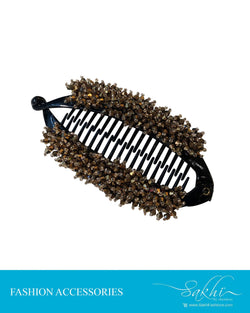 AX-0025 - Black  & Brown Faux Hair Cilp