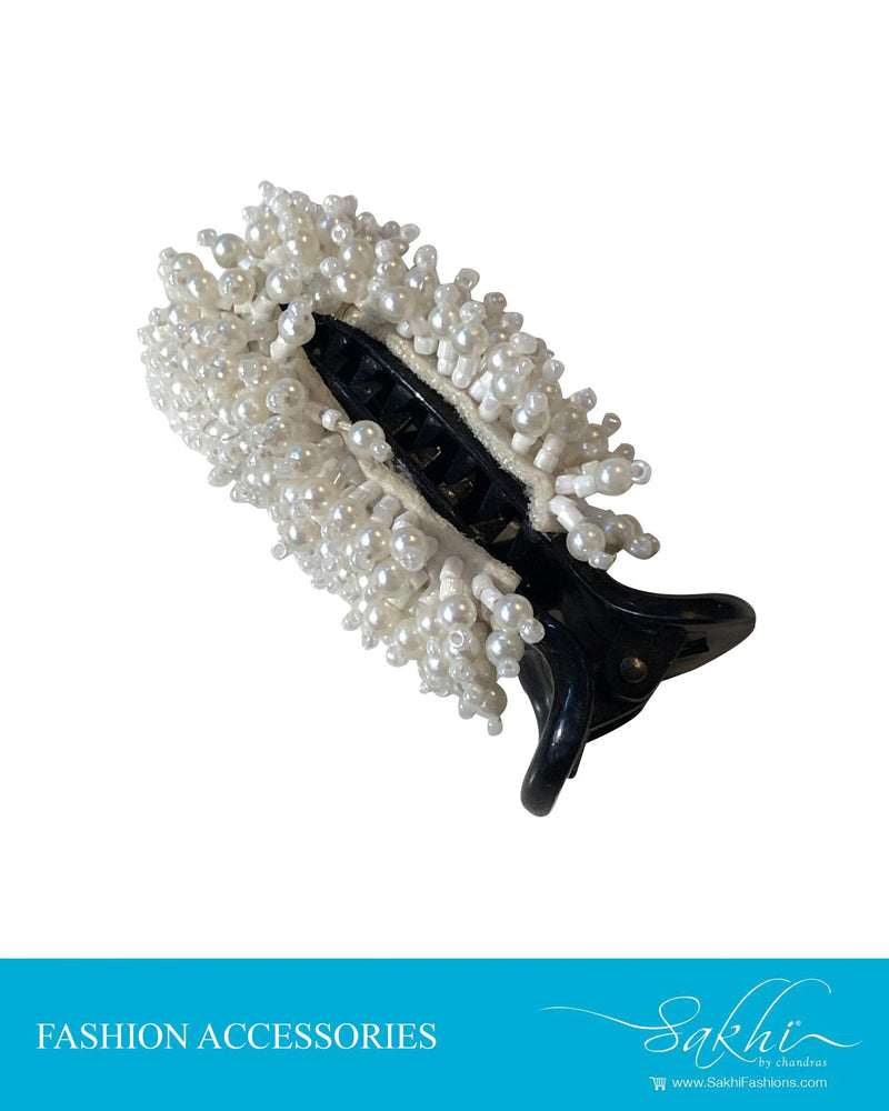 AX-S18 - Black  & Pearl Faux Hair Cilp