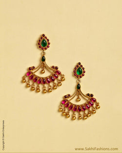 AXMSO-10812 - Pink & Green Silver & Gold Stud Hanging