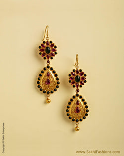 AXMSO-10817 - Yellow & Multi Silver & Gold Hook Earring