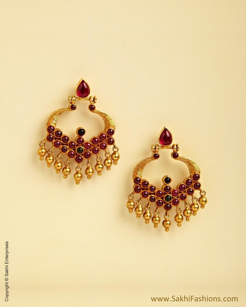 AXMSO-10819 - Red & Multi Silver & Gold Grand Earring