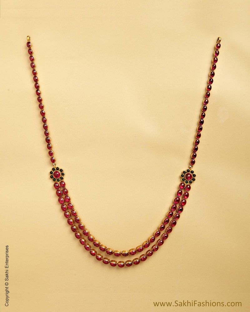 AXMSO-10857 - Red & Green Silver & Gold Necklace