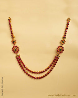 AXMSO-10858 - Red & Green Silver & Gold Necklace