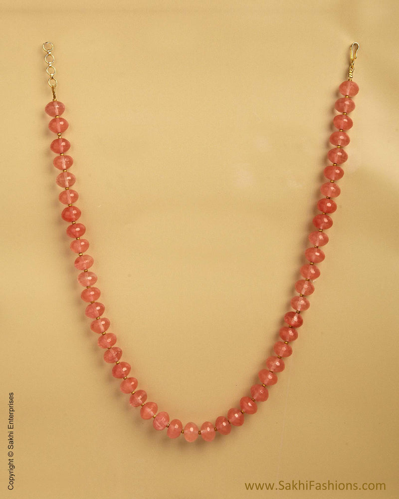 AXMSO-10863 - Peach Silver & Gold Stone Mala