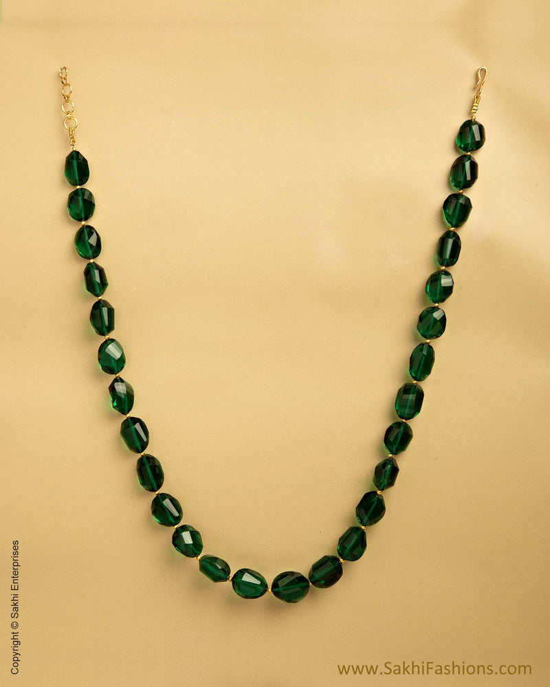 AXMSO-10865 - Green Silver & Gold Stone Mala