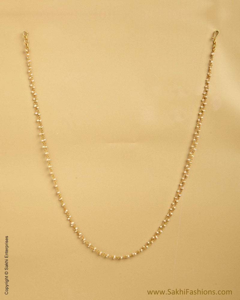 AXMSO-10872 - Pearl & Gold Silver & Gold Pearl Mala