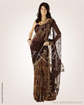 BGK-10189 - Brown & Beige Pure Crepe Silk Saree