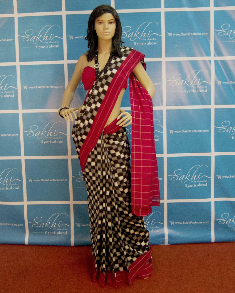 BGN-23197 - Black & Multi Pure Cotton Saree