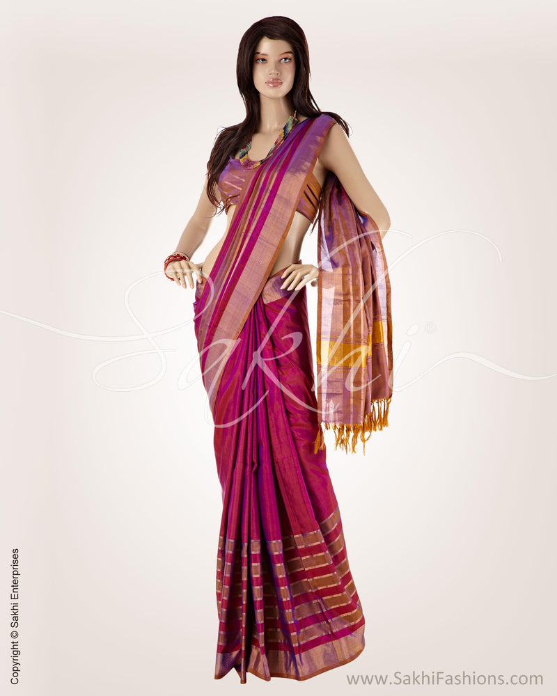 SFBGN-23529 - Purple & Gold Pure Silk Saree