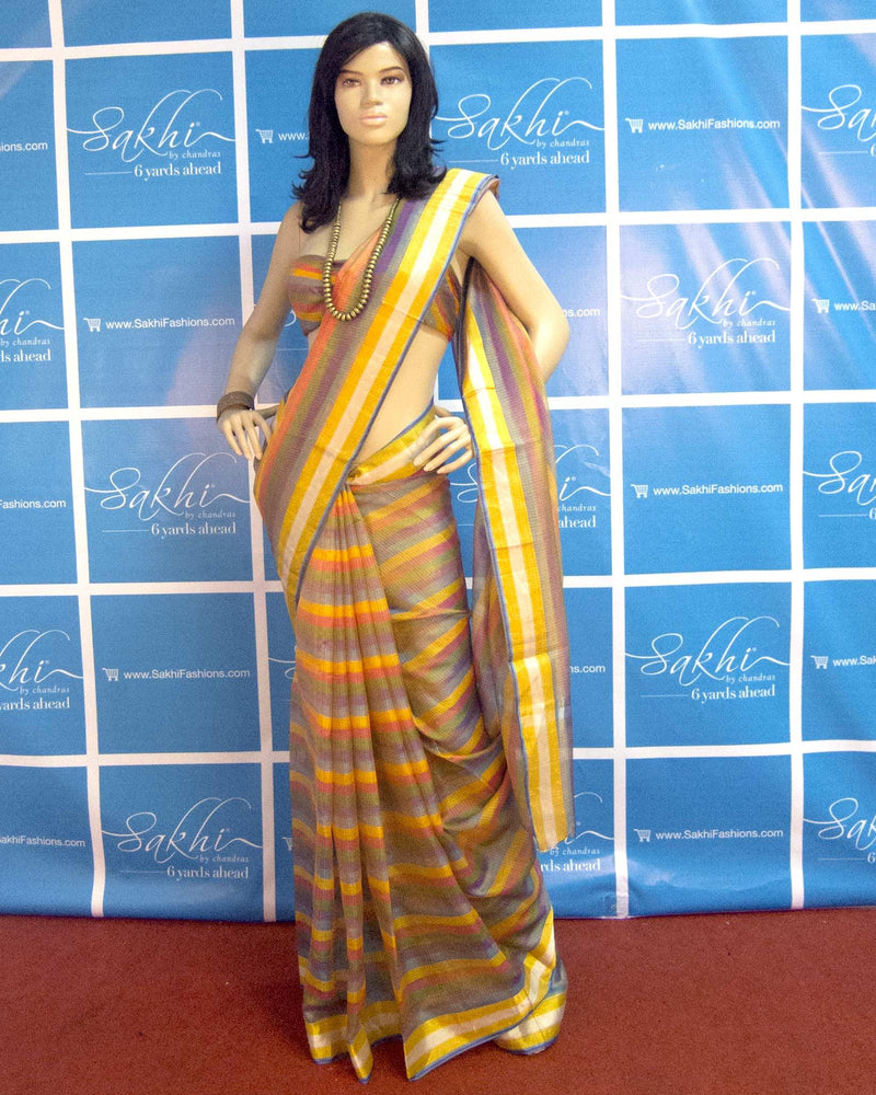 BGN-35337 - Multi & Yellow Pure Silk Kota Saree