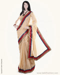BGN-AC5 Beige & Multi Faux Net Saree