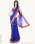 BGN-BC7 Blue & Red Faux Net Saree