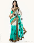 BGN-CB6 Green & Multi Faux Chiffon Saree