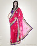 BGN-CD4 Pink & Violet Faux Georgette Saree